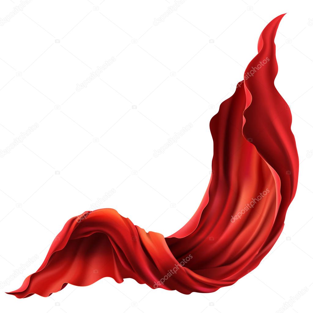 Vector 3d realistic flying, flowing red fabric