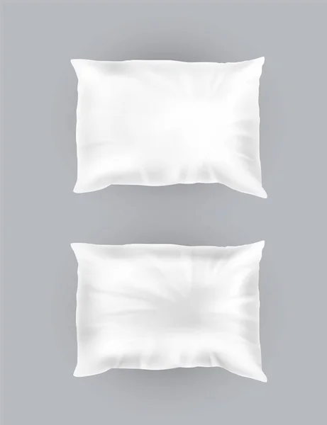 Oreillers blancs réalistes vectoriels 3d. Modèle, maquette — Image vectorielle