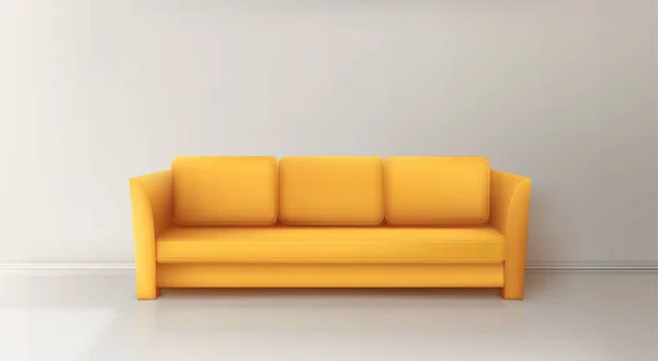 Sofá amarillo realista — Vector de stock