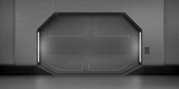 Metal sliding doors in spaceship