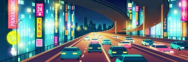 Night City yol reklamları çizgi film vektörü konsepti