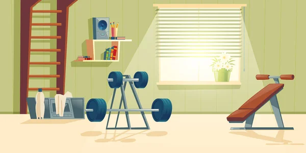 Vector home gym με barbell, αναρρίχηση πλαίσιο — Διανυσματικό Αρχείο