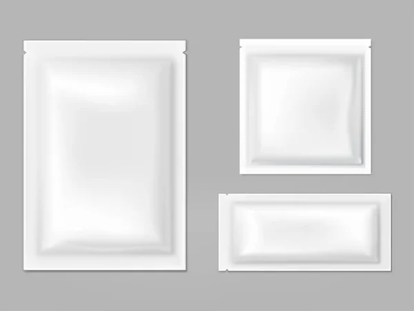 Plástico, sobres de papel de aluminio con vector lagrimal — Archivo Imágenes Vectoriales