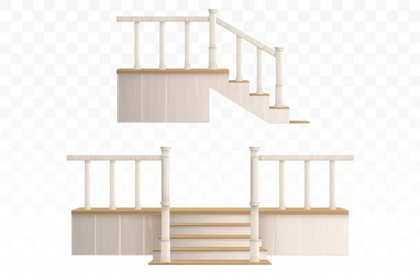 木制门廊楼梯 — 图库矢量图片
