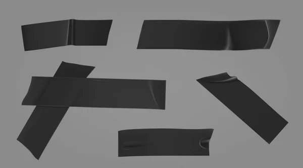 Faixas de fita adesiva de duto preto — Vetor de Stock
