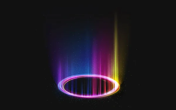 Magia portal brillante con efecto de luz arco iris — Vector de stock
