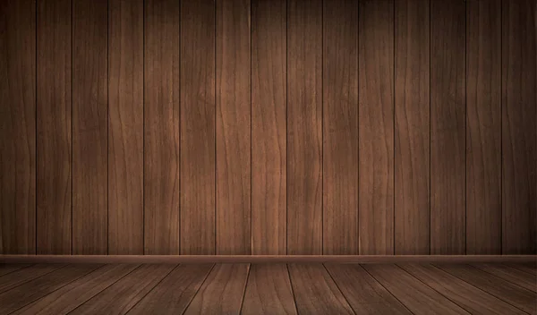 Realistisch leeg interieur van houten kamer — Stockvector