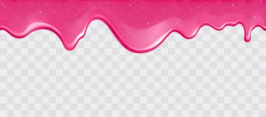 Dripping glossy pink slime with glitter clipart
