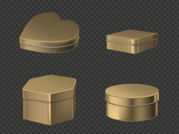 Золотые коробки для чая, кофе или сладостей — стоковый вектор