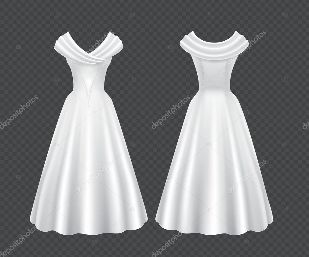 White wedding woman dress with long skirt