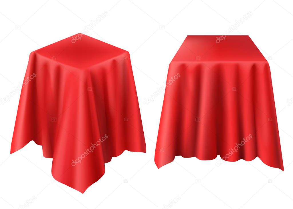 Vector realistic box covered with red cloth