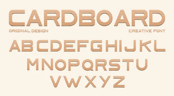 Kartong, alfabet av brunt hantverkspapper — Stock vektor