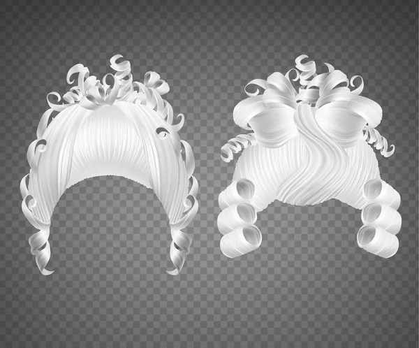 Белый кудрявый парик девушка, женщины принцесса прическа — стоковый вектор