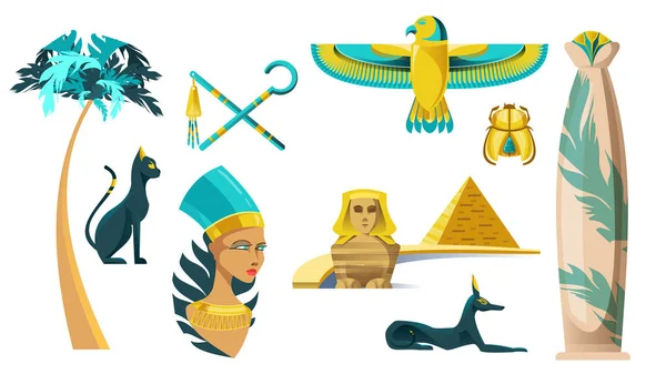 Vectoriconen van oude Egyptische symbolen — Stockvector