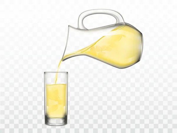 Pouring lemonade from jug in glass vector — 스톡 벡터