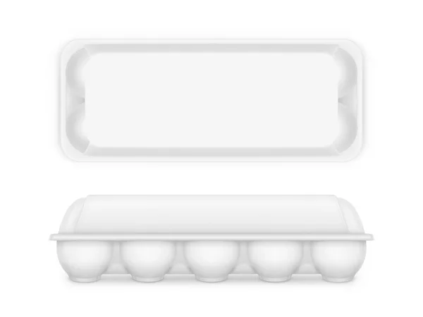 Paket telur tiruan atas, kotak nampan makanan kosong kontainer - Stok Vektor