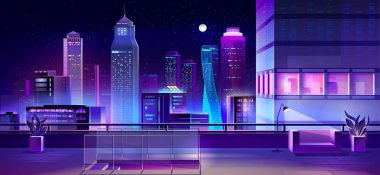 Modern megapolis at night, urban town architecture