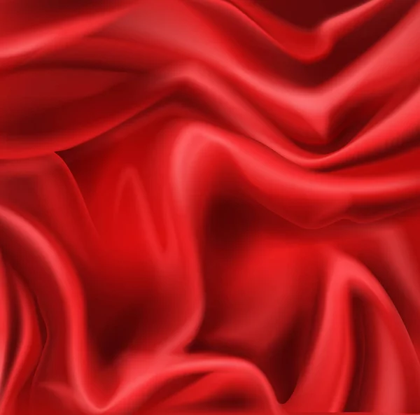 Красный шелк сложенный ткань фона, роскошный текстиль — стоковый вектор
