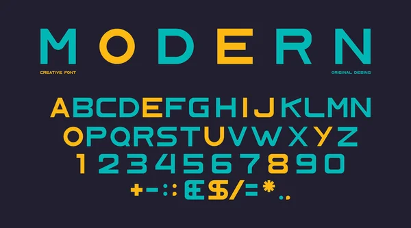 Latijnse alfabet, cijfers en interpunctie, lettertype — Stockvector