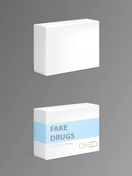 Narkoba palsu di kotak paket karton - Stok Vektor