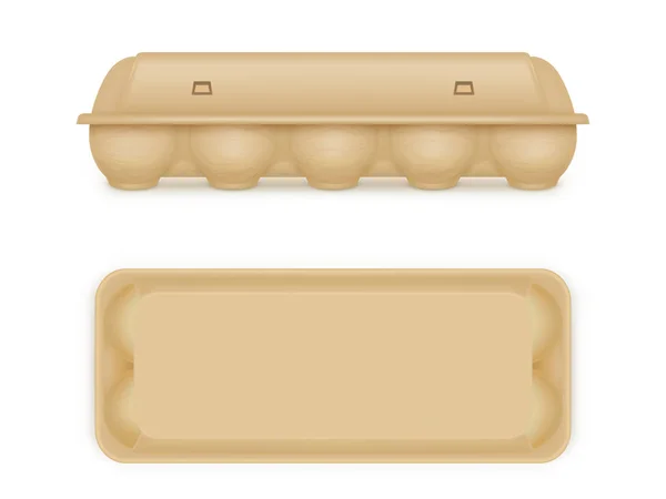 Яйцо пакет макет, пустой контейнер поднос для еды — стоковый вектор