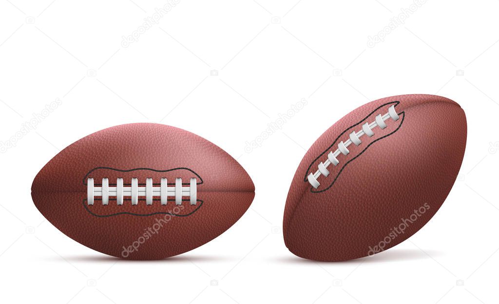 Rugby balls set isolated on white background.