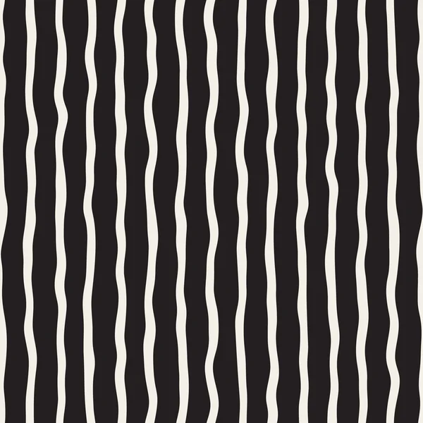 Vector Seamless Hand Drawn Black and White Stripes Pattern — Stock vektor