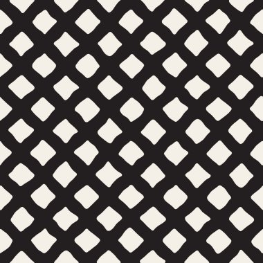 Vektör sorunsuz siyah ve beyaz el çekilmiş Rhombus desen
