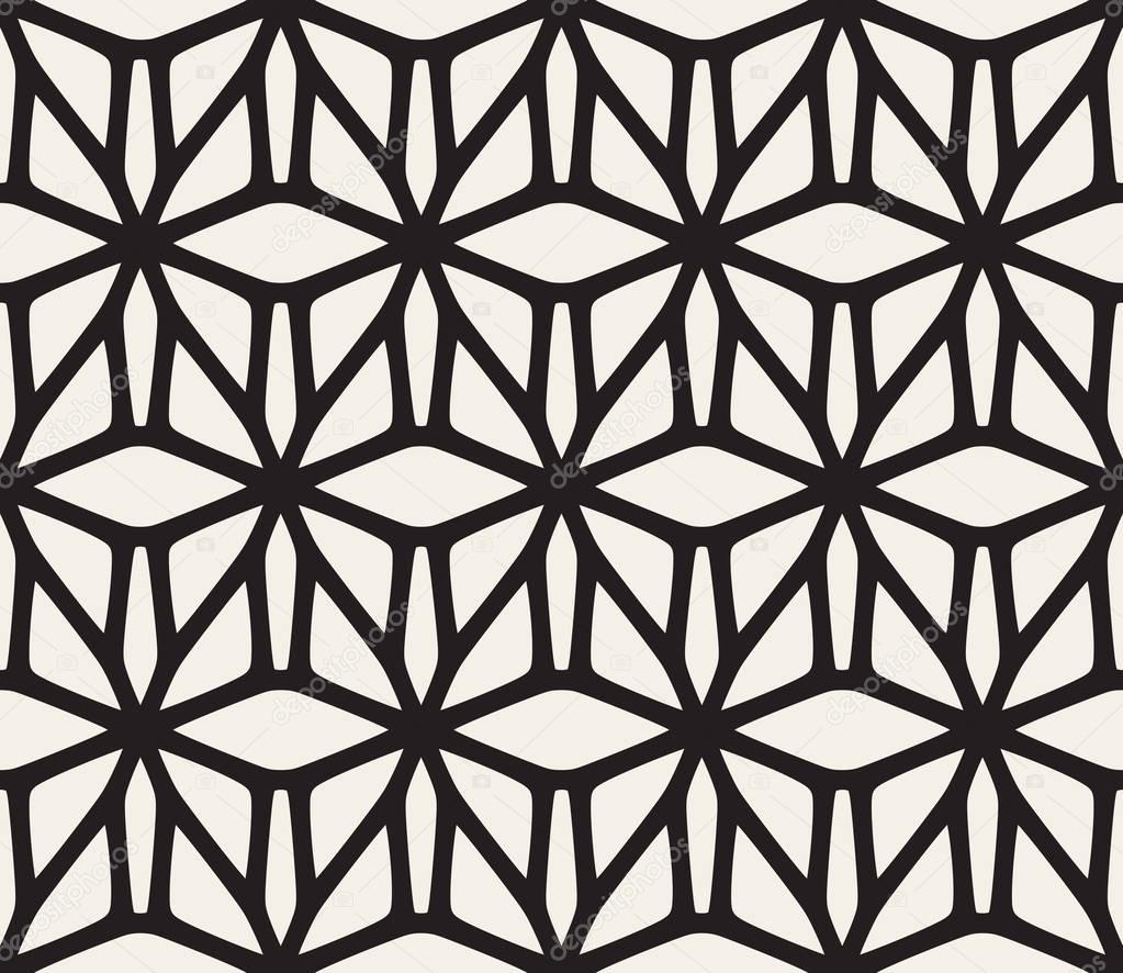 Vector Seamless Black and White Rounded Lace Pattern