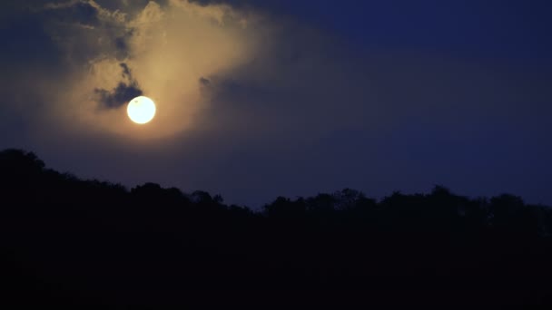 De volle maan aan de nachtelijke hemel — Stockvideo