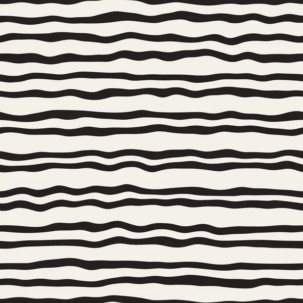 ベクトル シームレスな黒と白手で水平方向のストライプ パターンを描画 — ストックベクタ