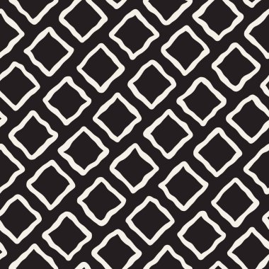 Vektör sorunsuz siyah ve beyaz el çekilmiş Rhombus desen