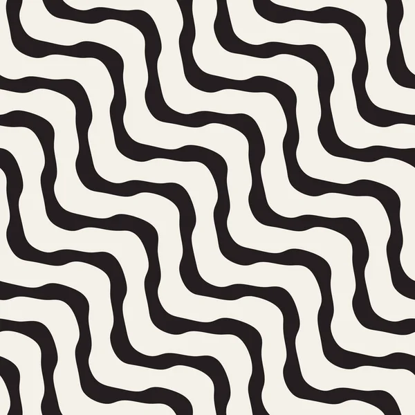 Vector sömlös svart och vitt vågiga linjer mönster — Stock vektor