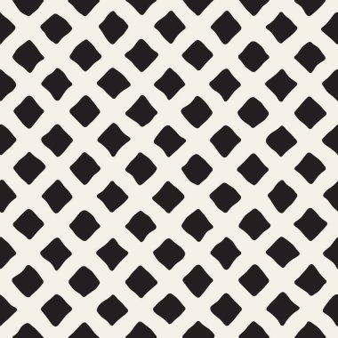 Vektör sorunsuz siyah ve beyaz el çekilmiş Rhombus desen
