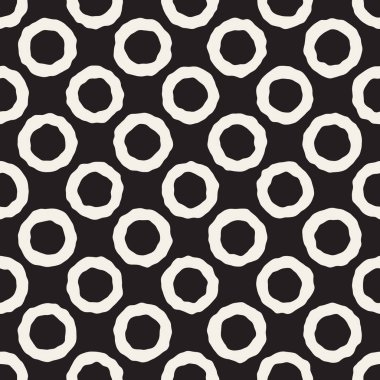 Vektör sorunsuz siyah ve beyaz karmakarışık daireler desen