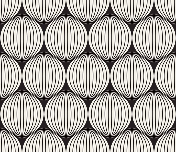 Vector Seamless Black And White Stripes in Circles Pattern — Stock Vector