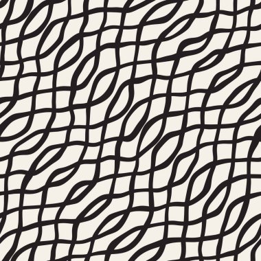 Dalgalı titreşim satırları desen vektör sorunsuz siyah ve beyaz el çekilmiş