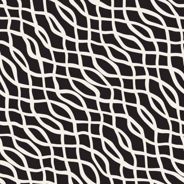 Dalgalı titreşim satırları desen vektör sorunsuz siyah ve beyaz el çekilmiş