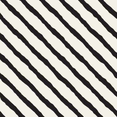 Vektör sorunsuz siyah ve beyaz elle çizilmiş zikzak diyagonal çizgili desen