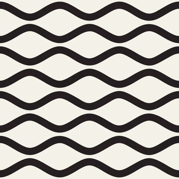 矢量无缝黑色和白色波浪横纹图案 — 图库矢量图片