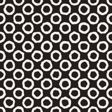 Vektör sorunsuz siyah ve beyaz karmakarışık daireler desen