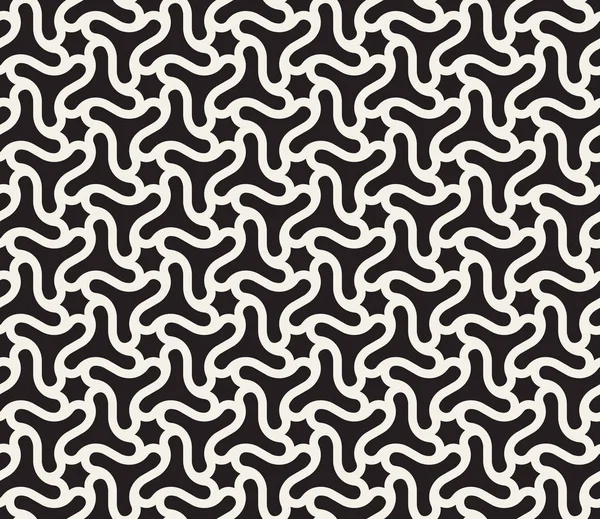 Vector naadloze Black and White zeshoekige Swirl vorm Pattern — Stockvector