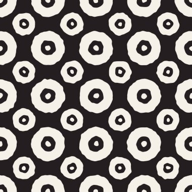 Vektör sorunsuz siyah ve beyaz karmakarışık daireler desen