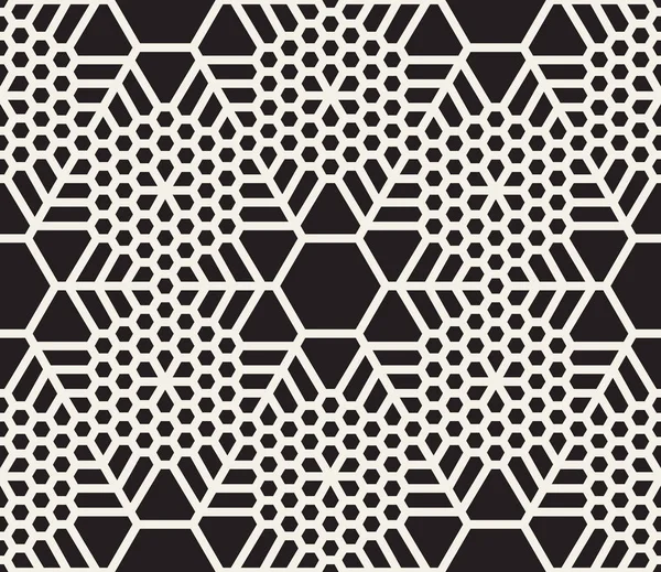 Modèle géométrique de grille de flocon de neige noir et blanc sans couture vectoriel — Image vectorielle