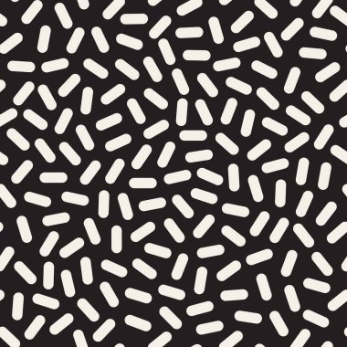 Vektör sorunsuz siyah ve beyaz yuvarlak karmakarışık satırları geometrik desen