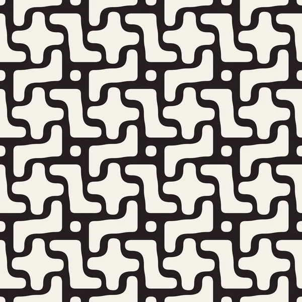 Vector Seamless Black and White Rounded Geometric Pattern — стоковый вектор