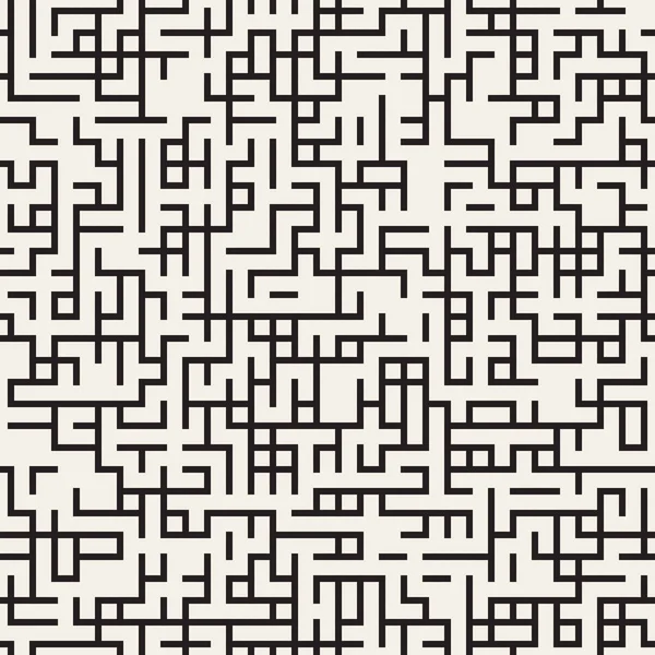 Vector Seamless Black and White Irregular Maze Lines Pattern — стоковый вектор