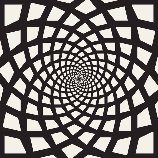 Vector Black and White Spiral Rectangles Swirl Abstrak Optical Illusion - Stok Vektor