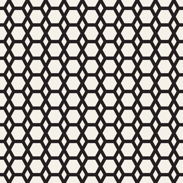 Patrón geométrico de rejilla hexágono blanco y negro sin costura vectorial — Archivo Imágenes Vectoriales