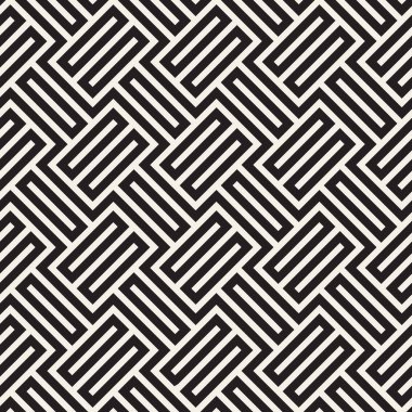 Vektör sorunsuz siyah ve beyaz geometrik çizgili desen